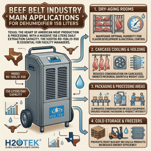 Beef Belt Texan industry, main applications for dehumifider 158 liters
