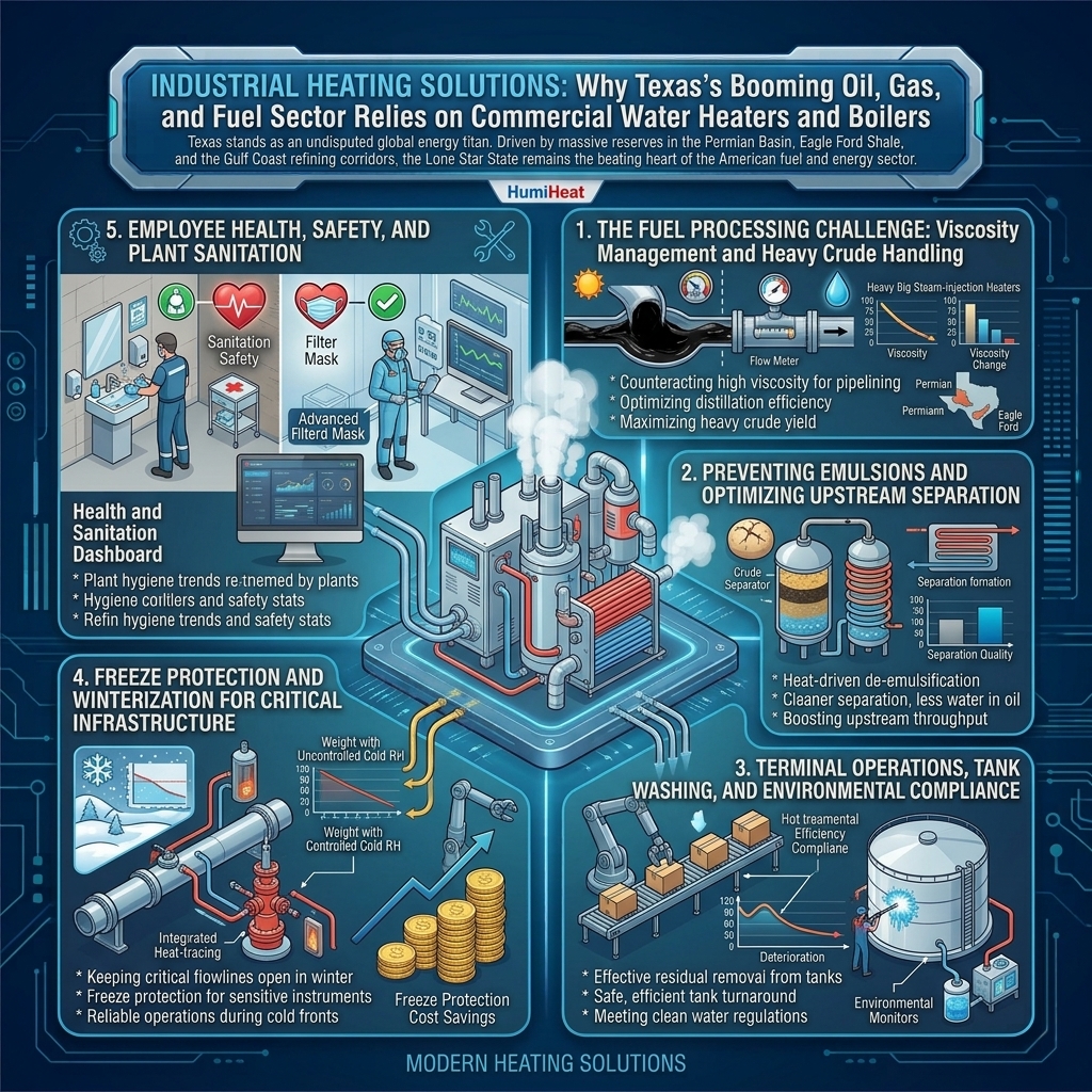Industrial Heating Solutions: Why Texas's Booming Oil, Gas, and Fuel Sector Relies on Commercial Water Heaters and Boilers