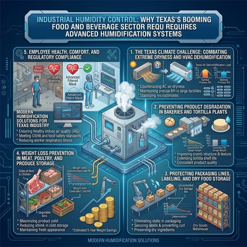 Industrial Humidity Control: Why Texas's Booming Food and Beverage Sector Requires Advanced Humidification Systems