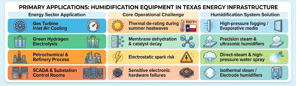 Primary Applications of Humidification Equipment in Texas Energy Infrastructure